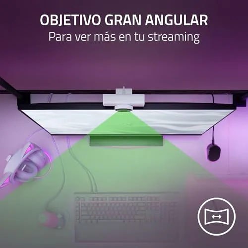 Razer ▫️ Kiyo V2 X - Webcam Full HD 1080p, 60 FPS para criadores de conteúdo - Focagem automática - Lente grande angular - Microfone integrado - Compatível com o Open Broadcaster Software e o Xsplit | Branco 6
