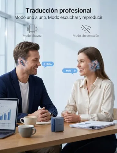 Timekettle ▫️ W4: Auscultadores para intérpretes, tradução simultânea bidirecional, dispositivo de tradução compatível com 40 idiomas, auscultadores de tradução em tempo real para vídeos e chamadas telefónicas 3