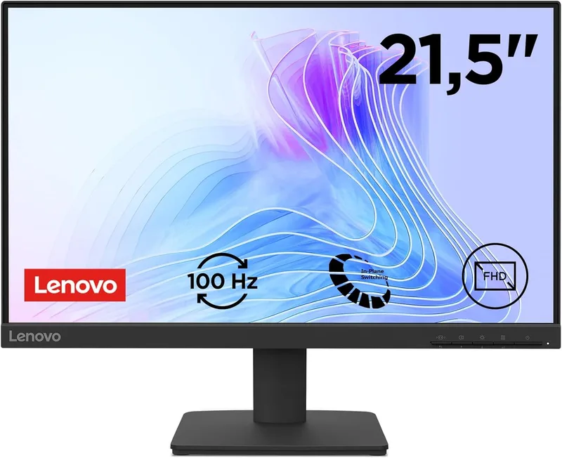 Lenovo ▫️ L22-4e - Monitor FHD de 21,5" (IPS, HDMI 1.4 - VGA, 16:9, Taxa de atualização de 100 Hz, Tempo de resposta de 4 ms, 99% sRGB, Montagem VESA 100 mm, Suporte de inclinação) Preto
