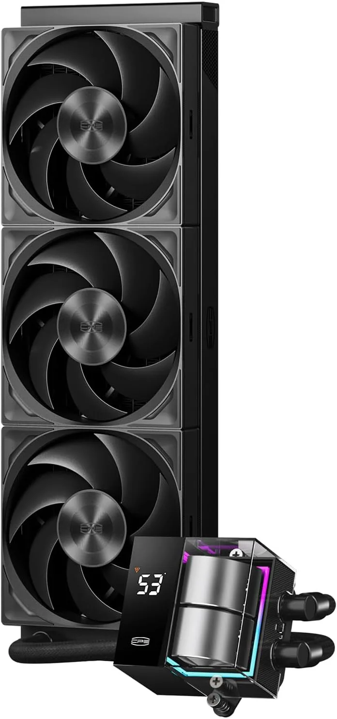 PCCOOLER ▫️ CPS AIO CPU Liquid Cooler 360 mm, arrefecedor líquido para CPU AM4, AM5, Intel LGA 115X/1700/1851/20XX (DS360Pro Digital BK)