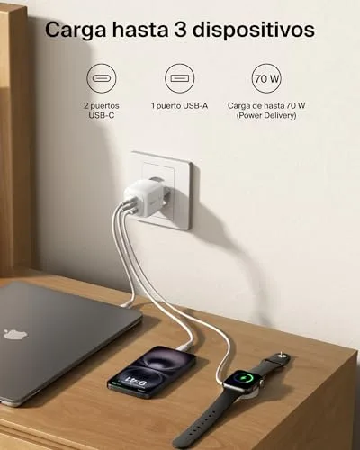 Belkin ▫️ Carregador USB-C BoostCharge Pro GAN de 70 W, com 3 portas e adaptadores 2