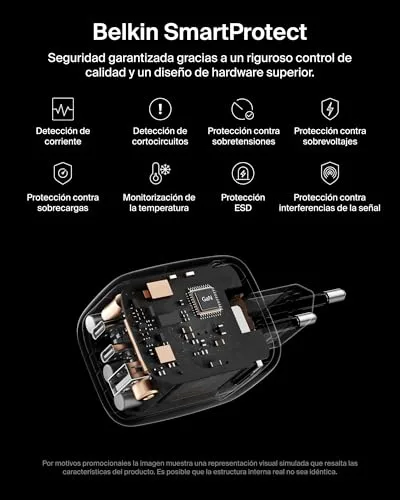 Belkin ▫️ Carregador USB-C BoostCharge Pro GAN de 70 W, com 3 portas e adaptadores 5