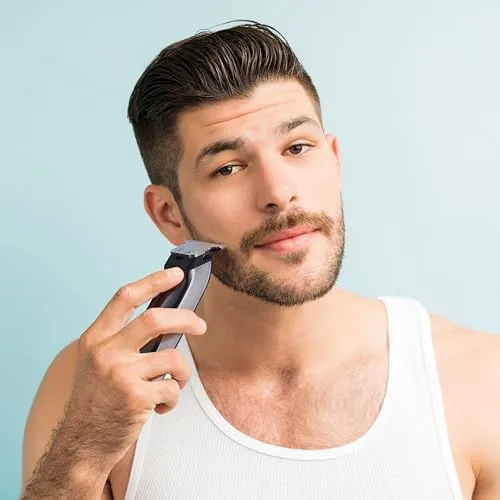 BARBERBOSS ▫️ Máquina de cortar cabelo sem fios para homem, máquina de barbear em forma de T, kit de higiene à prova de água com 4 pentes-guia, ecrã LCD, carregamento rápido por USB, máquina de cortar cabelo facial e corporal (Preto) 5