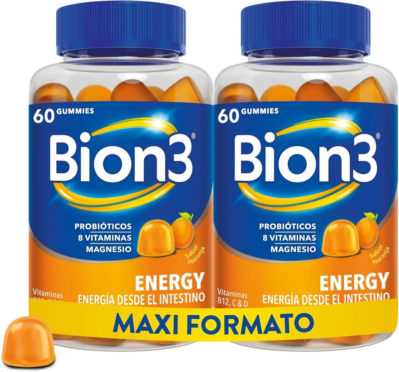 Bion 3 ▫️ Bion3 Energy Gummies para a energia física e mental, com vitamina C e magnésio, vitaminas B12, B1, B2, B3, B6, B7, vitamina D e probióticos, 60x2 gomas, para 1-2 meses de utilização