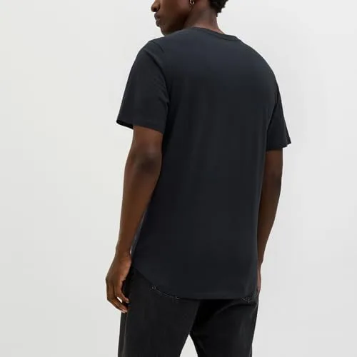 JACK & JONES ▫️ T-shirts para homem T-shirts de manga curta com gola redonda, embalagem de 5 unidades, Cor: Multicolorida, Tamanho: L, artigo: castanho Tobacco/Branco/Azul-marinho/Azul-claro/LGM 3