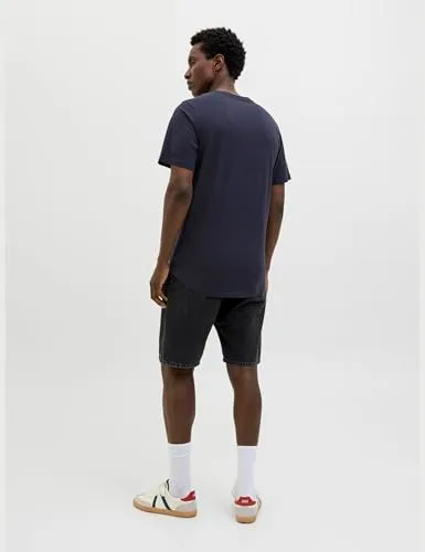 JACK & JONES ▫️ T-shirts para homem T-shirts de manga curta com gola redonda, embalagem de 5 unidades, Cor: Multicolorida, Tamanho: L, artigo: castanho Tobacco/Branco/Azul-marinho/Azul-claro/LGM 5