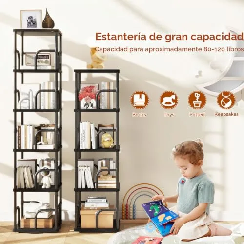 IBUYKE ▫️ Estante Giratória de 4 Níveis, Estante de Madeira, Preto TBC004B 6