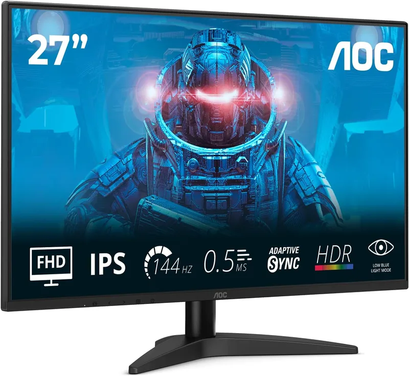 AOC ▫️ Monitor para jogos 27B36X 27" FHD, 144Hz, IPS, 0,5 ms MPRT, Adaptive Sync, HDR10 (1920x1080, 1x HDMI 1.4, 1x DP 1.4) Preto