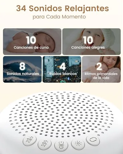 Glocusent ▫️ Máquina portátil de ruído branco para bebés com 34 sons 2
