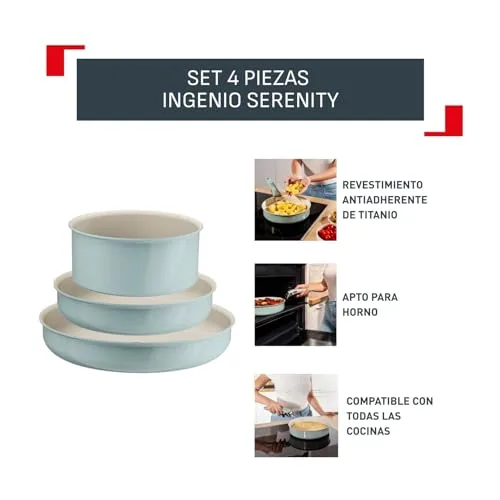 Tefal ▫️ Ingenio Serenity - Conjunto de 2 frigideiras + panela, Eucalipto 3