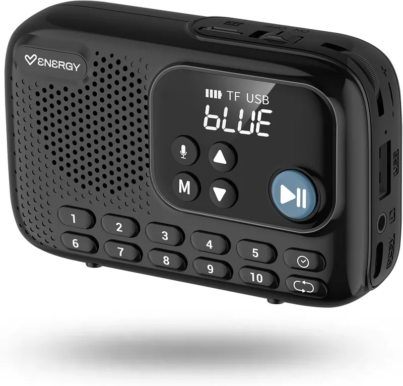 Energy Sistem ▫️ TunerGo Radio - Rádio FM portátil com Bluetooth, bateria recarregável, saída minijack, antena optimizada e altifalante de 5W.