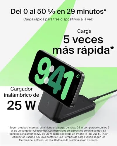 Belkin ▫️ Carregador sem fios magnético UltraCharge com Qi2 de 25 W - Preto 2