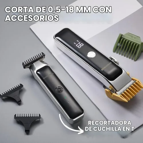 BARBERBOSS ▫️ Kit de aparador de cabelo para homem aparadores de barba sem fios com 7 pentes, esfera de comprimento ajustável, duas configurações de velocidade, carregamento por USB e lâminas de cerâmica 5