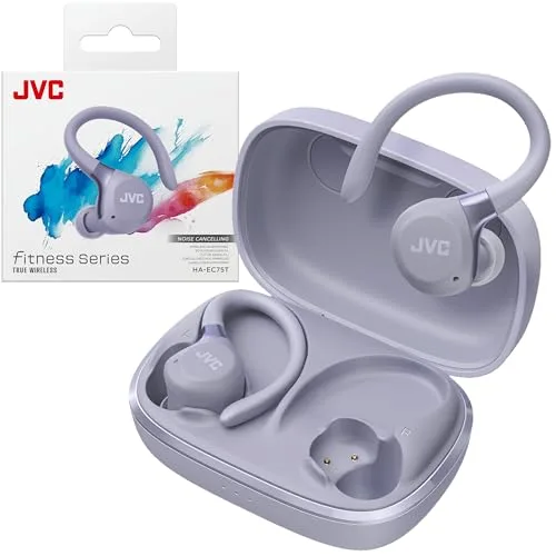 JVC ▫️ HA-EC75T-V Auriculares sem fios verdadeiros para desporto com ANC, IP57, 40 h, Violeta 5