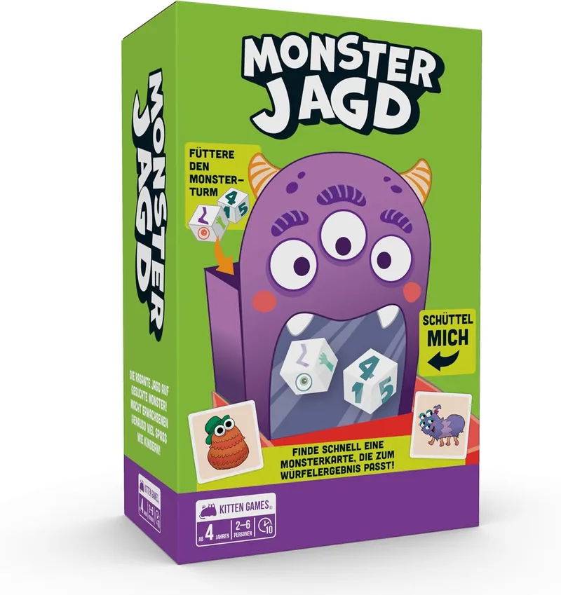 Exploding Kittens ▫️ apresenta: Caça aos Monstros. Um jogo de dados para 2 a 6 pessoas a partir dos 4 anos – Uma noite divertida de jogos em família, um jogo criativo para crianças