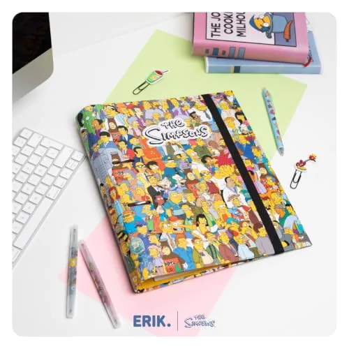 Grupo Erik ▫️ Pasta com 2 argolas Simpsons - Pasta escolar A4 com argolas, capa dura e elástico | Material escolar e artigos de papelaria para o regresso às aulas 5