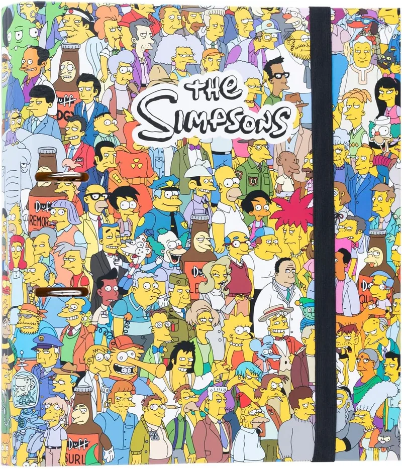 Grupo Erik ▫️ Pasta com 2 argolas Simpsons - Pasta escolar A4 com argolas, capa dura e elástico | Material escolar e artigos de papelaria para o regresso às aulas