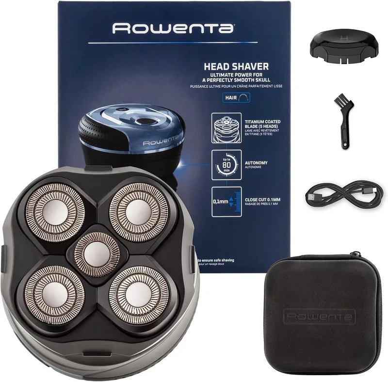 Rowenta ▫️ Barber Experience, Máquina de cortar cabelo, 5 cabeças com lâminas com revestimento de titânio, corte até 0,1 mm, autonomia de 80 min, resistente à água, bolsa de viagem, TN3110E0