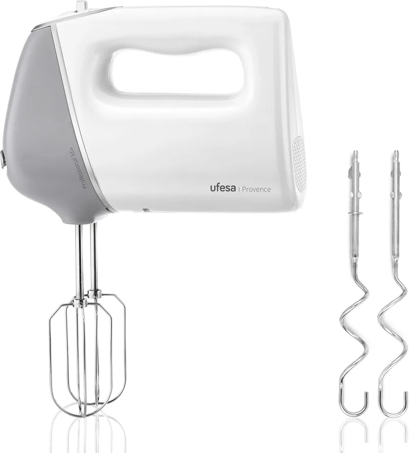 Ufesa ▫️ Batedeira Whisk Provence 600W, 5 Velocidades + Turbo, 2 Batedores e 2 Amassadeiras, Função Batedor, Misturar e Amassar, Botão Ejetar, Design Ergonómico, Cozinhar e Fazer Pão