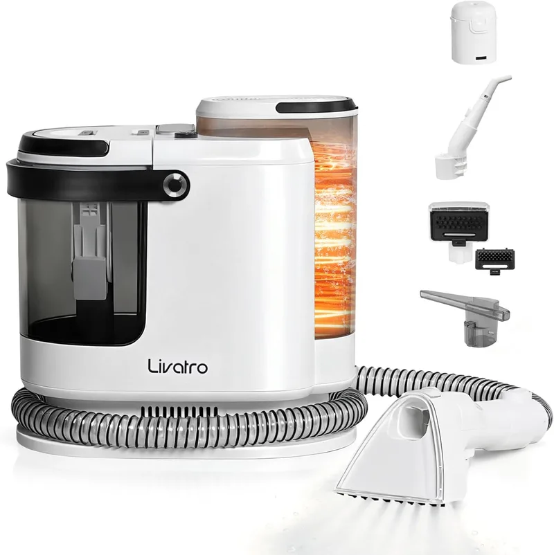 Livatro ▫️ Aspirador de Água para Estofos, 1700 W para limpeza de estofos, 15 kPa para limpeza de sofás com extração a vapor, depósito de 1,6 L, Limpeza de sofás, aspirador-lavador para tapetes, alcatifas, estofos e automóveis