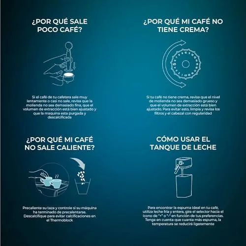 Cecotec ▫️ Máquina de Café Expresso Semiautomática Power Espresso ColdBrew Latte Oscuro. 1350 W, 20 bar, frio, morno ou quente, ecrã tátil, depósito de água de 1,5 L, depósito de leite de 500 ml, braço duplo 2