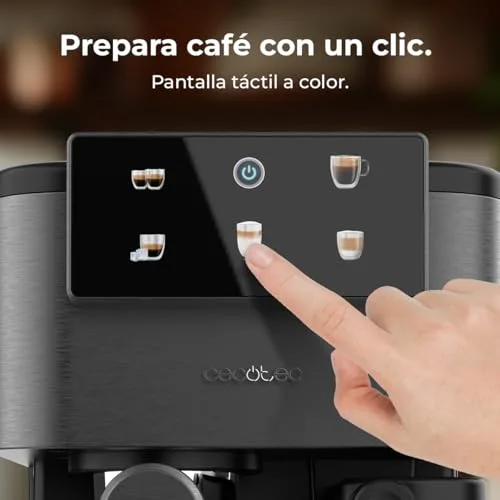 Cecotec ▫️ Máquina de Café Expresso Semiautomática Power Espresso ColdBrew Latte Oscuro. 1350 W, 20 bar, frio, morno ou quente, ecrã tátil, depósito de água de 1,5 L, depósito de leite de 500 ml, braço duplo 4