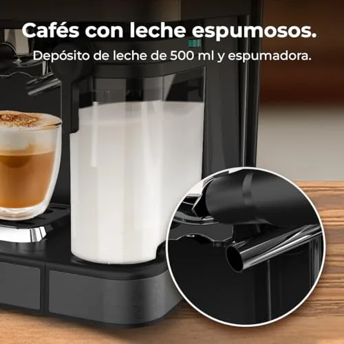 Cecotec ▫️ Máquina de Café Expresso Semiautomática Power Espresso ColdBrew Latte Oscuro. 1350 W, 20 bar, frio, morno ou quente, ecrã tátil, depósito de água de 1,5 L, depósito de leite de 500 ml, braço duplo 6