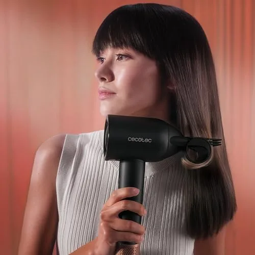 Cecotec ▫️ Secador de cabelo com tecnologia de plasma DryGlam Waves Black. 1600 W, 110 000 RPM, motor sem escovas, bicos com efeito Coanda, ecrã digital, controlo inteligente da temperatura, função de memória 3