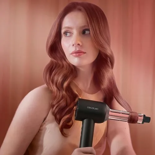Cecotec ▫️ Secador de cabelo com tecnologia de plasma DryGlam Waves Black. 1600 W, 110 000 RPM, motor sem escovas, bicos com efeito Coanda, ecrã digital, controlo inteligente da temperatura, função de memória 5