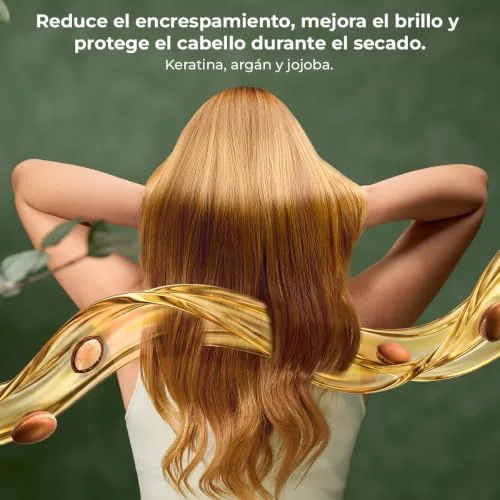 Cecotec ▫️ Secador de cabelo compacto IoniCare Dry&Keratin Cotton Candy. 1200 W, 107 000 RPM, motor sem escovas, função iônica, bocal com tecnologia NutriEssence e pinos rígidos, bocal concentrador, cor-de-rosa 4