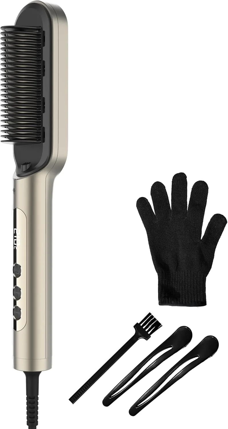 Cecotec ▫️ Escova alisadora com tecnologia de iões InstantCare Lisse IonTech. 23 dentes, 9 níveis de temperatura, revestimento cerâmico, aquecimento em 30 segundos, chips anti-queimaduras, luva e ganchos