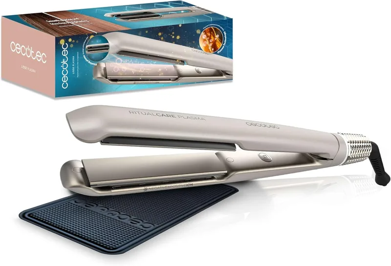 Cecotec ▫️ Alisador de cabelo estreito Lisse Plasma Elite. 45 W, tecnologia de plasma, revestimento cerâmico, placas flutuantes 3D, cabelo sem frizz, temperatura ajustável entre 170º e 230ºC, almofada de silicone