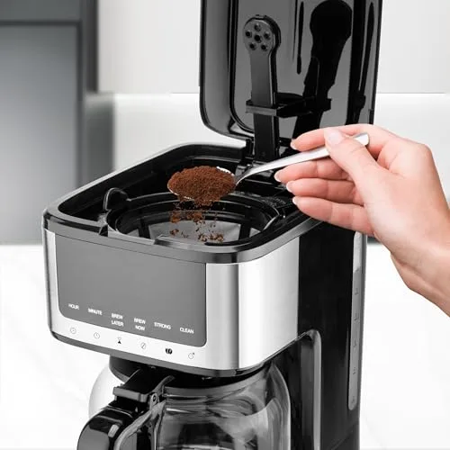 Ufesa ▫️ Máquina de café de gotejamento programável Ariccia, 900 W, 14 chávenas, 1,8 L, Ecrã Tátil, Aço Inoxidável, Filtro de Nylon Removível, Jarro de Vidro Resistente a Altas Temperaturas, Adequado para a máquina de lavar louça, Antigotejamento 4