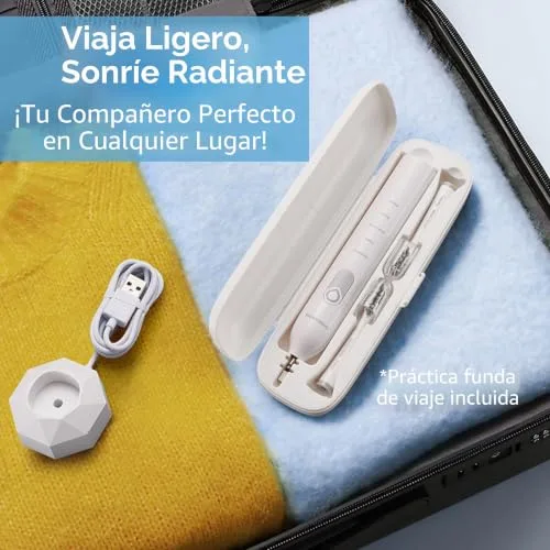 BARBERBOSS ▫️ Escova de dentes sónica recarregável para adultos, 5 modos de limpeza, escova de dentes elétrica, sensor de pressão, 6 cabeças de escova, bateria com autonomia de 60 dias, temporizador inteligente 4
