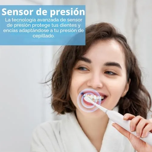 BARBERBOSS ▫️ Escova de dentes sónica recarregável para adultos, 5 modos de limpeza, escova de dentes elétrica, sensor de pressão, 6 cabeças de escova, bateria com autonomia de 60 dias, temporizador inteligente 6