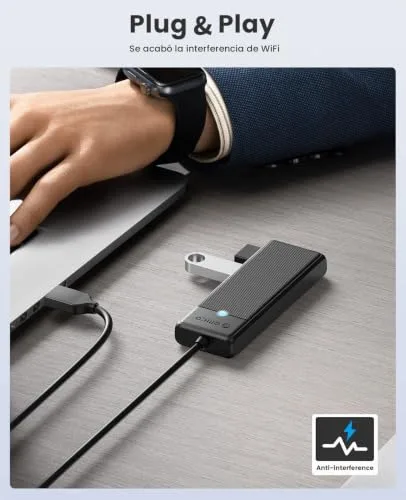 ORICO ▫️ Hub USB 3.0, divisor com 4 portas USB e cabo longo de 100 cm, tipo A ultrafino, concentrador de dados de 5 Gbps, adaptador multiportas para MacBook, Mac Pro/Mini, disco rígido portátil e Surface Pro 6