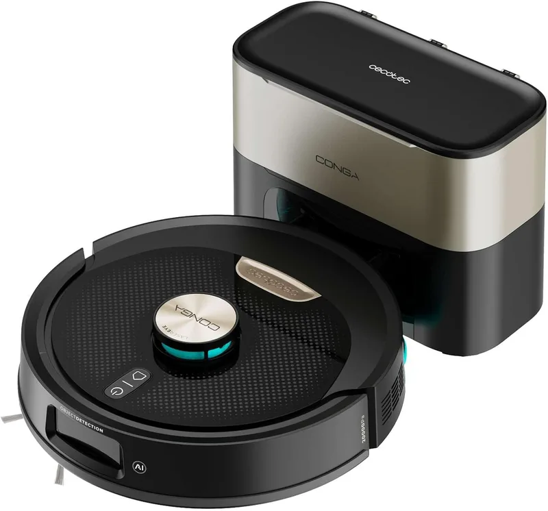 Cecotec ▫️ Robô aspirador com base de esvaziamento automático e IA Conga Y100 X-Treme. 20 000 Pa, navegação a laser e inteligência artificial, 20 000 Pa, base de 2,8 L, autonomia até 220 m², controlo via aplicação 3.0