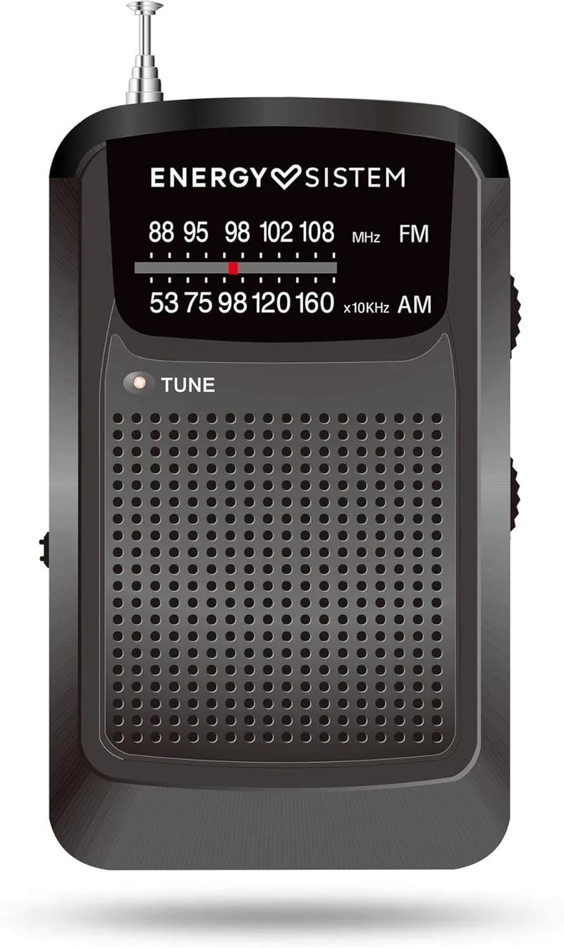 Energy Sistem ▫️ Pocket Radio - Rádio portátil Am/FM a pilhas com saída minijack e indicador visual de sintonia.