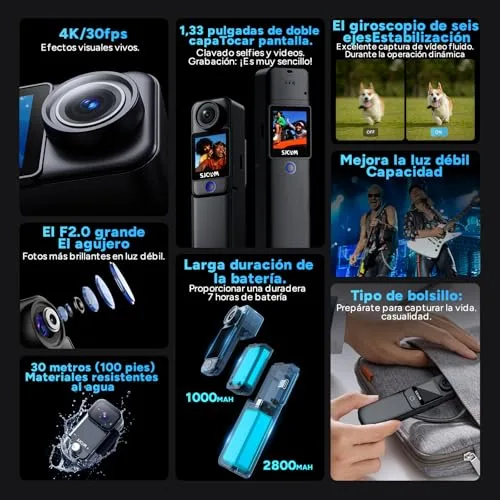 SJCAM ▫️ C300 Vlog Pack (64 G), câmara para vlogs com bateria de 7 horas 2