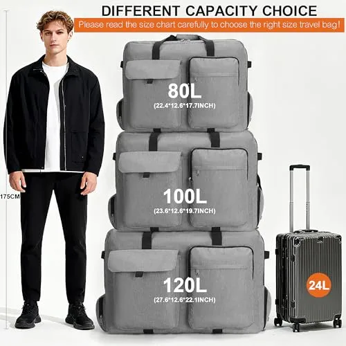 VS VOGSHOW ▫️ Saco de viagem dobrável de 100 L com compartimento para sapatos, resistente à água e ao rasgo. Saco de viagem para homem e mulher, ideal para viagens, mudanças e fins de semana 2