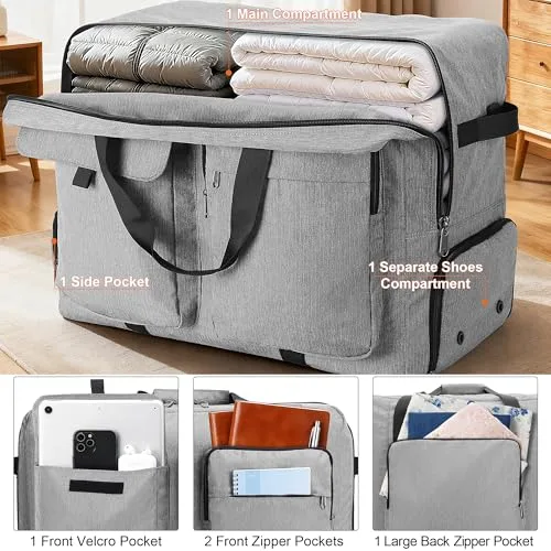 VS VOGSHOW ▫️ Saco de viagem dobrável de 100 L com compartimento para sapatos, resistente à água e ao rasgo. Saco de viagem para homem e mulher, ideal para viagens, mudanças e fins de semana 3