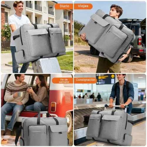 VS VOGSHOW ▫️ Saco de viagem dobrável de 100 L com compartimento para sapatos, resistente à água e ao rasgo. Saco de viagem para homem e mulher, ideal para viagens, mudanças e fins de semana 7