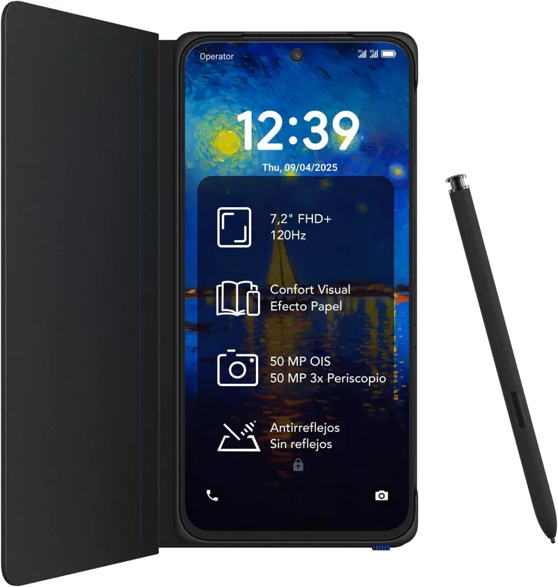 TCL ▫️ Smartphone NXTPAPER 60 Ultra 5G - Preto | 7,2" FHD+ 120 Hz | NXTPAPER 4.0 | 12 GB + 512 GB | Câmara tripla de 50 MP com OIS | Bateria de 5000 mAh | Inclui capa flip + T-Pen | Compatível com T-Pen