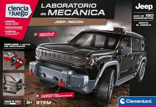 Clementoni ▫️ Mechanics - Jeep Recon - Mais de 200 peças para construir o todo-o-terreno elétrico - com 5 portas e sistema de direção de cremalheira - A partir dos 8 anos - 55622 2