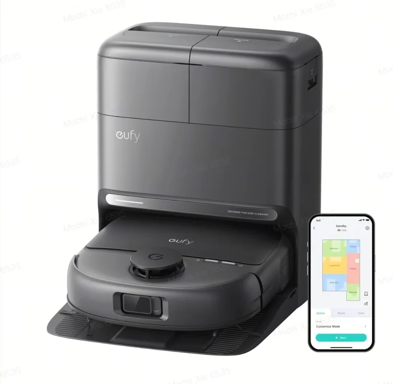 eufy ▫️ Robô aspirador e esfregador C28 Omni, rolo autolimpante HydroJet, 15 000 Pa, 5 em 1 para o lar, design anti-emaranhamento, deteção de obstáculos com IA, Versão melhorada X10 Pro