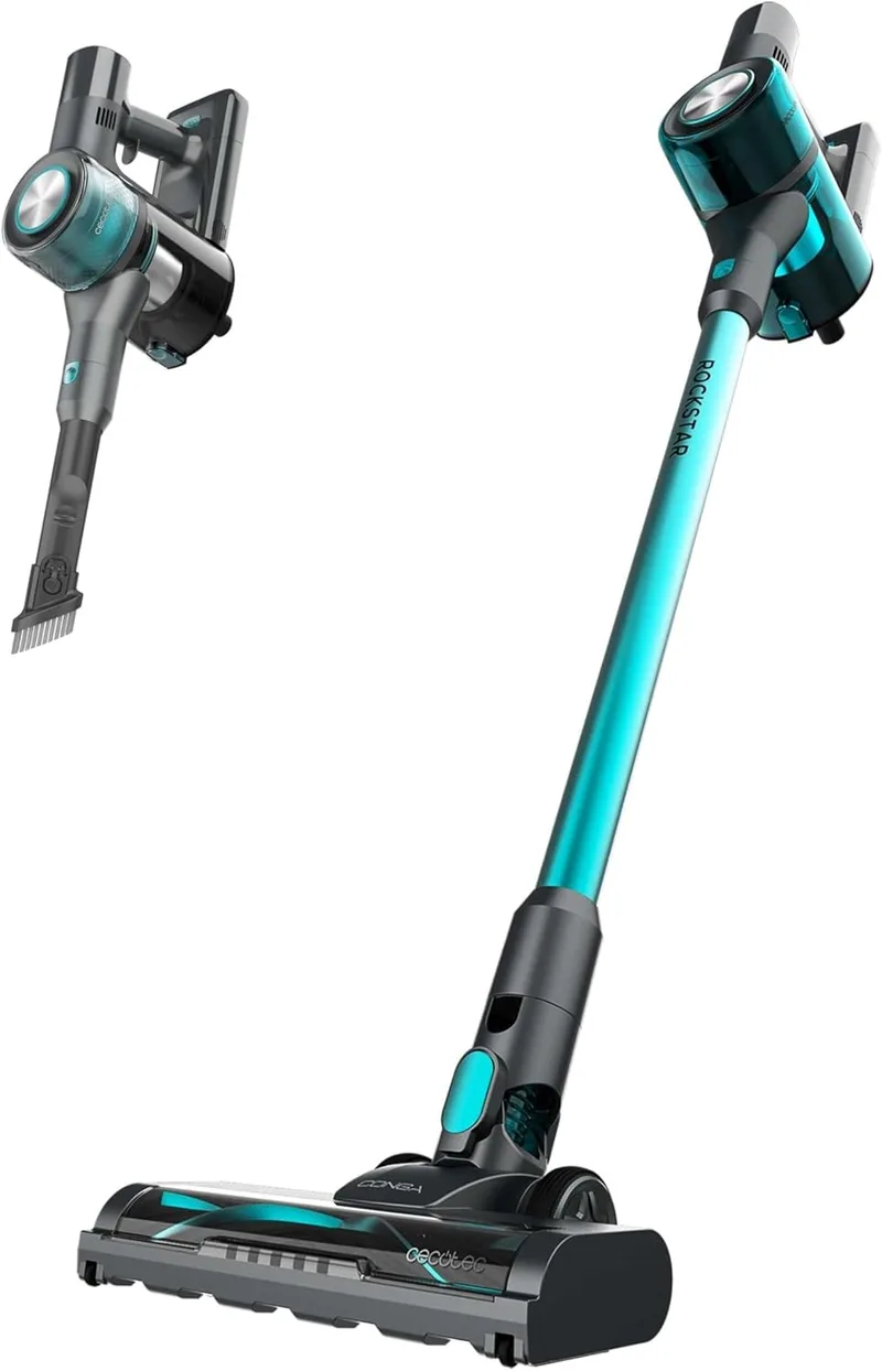 Cecotec ▫️ Conga Rockstar P50 X-Treme Vassoura Sem Fios Aspirador. 80AW, 20000Pa, Motor BDLC com 265W, 50mins de tempo de funcionamento no Modo Eco, Escova Mista com HairOut, Anti-emaranhado, Recipiente XXL