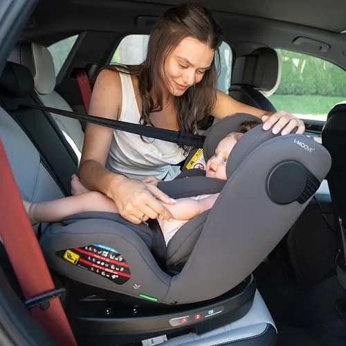 kikka boo ▫️ KikkaBoo Cadeira de Automóvel para Bebé Grupo 0, 1, 2, 3 i-MOOVE 2, i-Size 40–150 cm com ISOFIX, rotação de 360°, reclinável, encosto de cabeça ajustável, preta 2