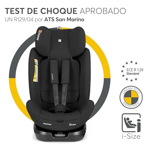 kikka boo ▫️ KikkaBoo Cadeira de Automóvel para Bebé Grupo 0, 1, 2, 3 i-MOOVE 2, i-Size 40–150 cm com ISOFIX, rotação de 360°, reclinável, encosto de cabeça ajustável, preta 3