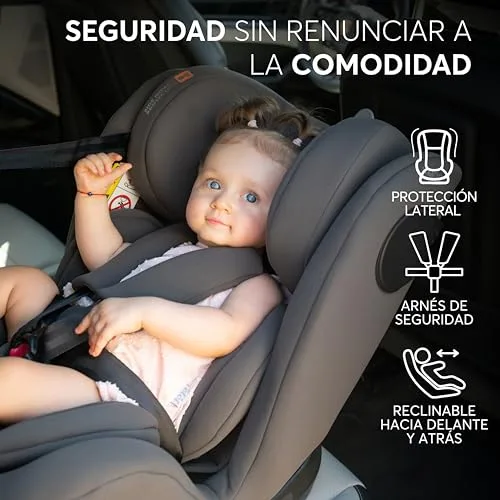 kikka boo ▫️ KikkaBoo Cadeira de Automóvel para Bebé Grupo 0, 1, 2, 3 i-MOOVE 2, i-Size 40–150 cm com ISOFIX, rotação de 360°, reclinável, encosto de cabeça ajustável, preta 4