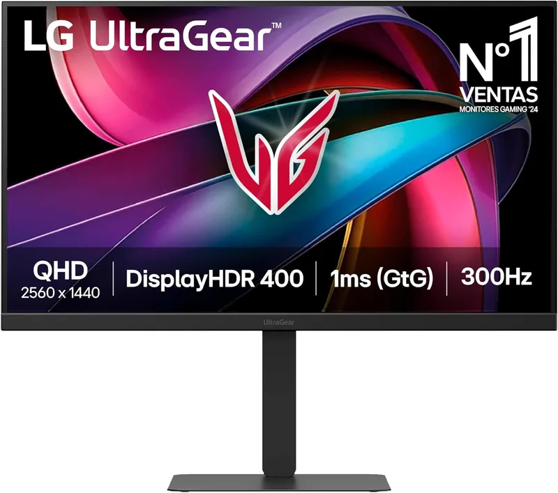 LG ▫️ 27G640A-B - Monitor de jogos Ultragear, 27", QHD (2560 x 1440), painel IPS, 300 Hz, 1 ms (GtG), compatível com G-Sync e FreeSync Premium, HDR10, altura ajustável